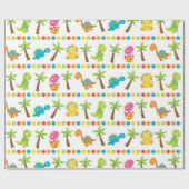 Schattige Dinosaur Cadeaupapier (Vlak)