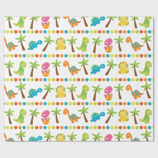 Schattige Dinosaur Cadeaupapier (Vlak)