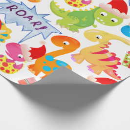 Schattige Dinosaur Christmas-animatiefilm Cadeaupapier