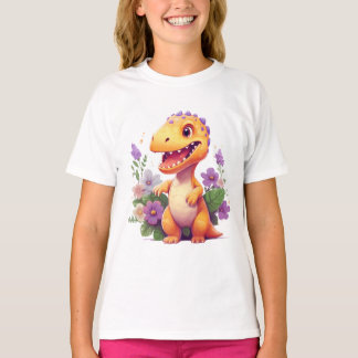 Schattige Dinosaur Floral T-Shirt – Schattige Dino