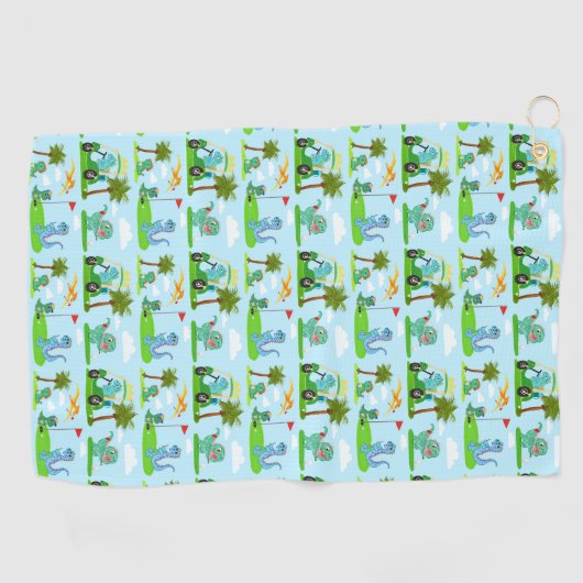 Schattige Dinosaur Golf Kinder Patroon Golfhanddoek (Horizontaal)