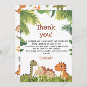 Schattige Dinosaur Greenery Baby shower Bedankkaart (Voorkant / Achterkant)