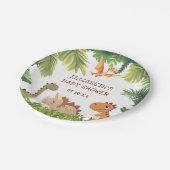 Schattige Dinosaur Greenery Baby shower Papieren Bordje (Gekanteld)