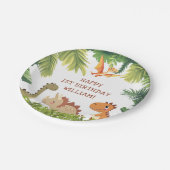 Schattige Dinosaur Greenery Verjaardagsfeest Papieren Bordje (Gekanteld)