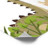 Schattige Dinosaur Greenery Verjaardagsfeest Welko Poster (Hoek)