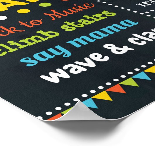 Schattige Dinosaur Jungen Geboorte Stats Verjaarda Poster (Hoek)