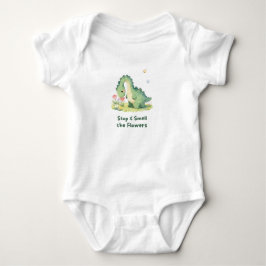 Schattige Dinosaur Kus en Ruik de Bloemen Baby Bod Romper