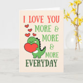 Schattige Dinosaur Liefde Jullie Meer Elke Dag Val Kaart (Gele Bloem)