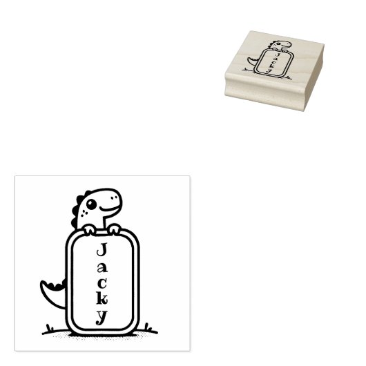 Schattige Dinosaur Lijst Stamp Rubberstempel (Gestempeld)