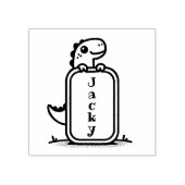 Schattige Dinosaur Lijst Stamp Rubberstempel (Afrduk)