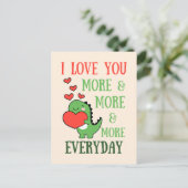 Schattige Dinosaur Love You Meer Elke Dag Valentij Briefkaart (Staand voorkant)