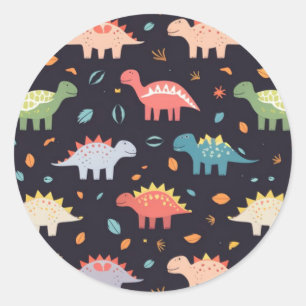 Schattige Dinosaur, Marine Schattige Kleurrijke Di Ronde Sticker