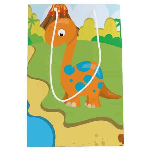 Schattige Dinosaur Medium Cadeauzakje (Voorkant)