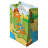 Schattige Dinosaur Medium Cadeauzakje (Voorkant Gekanteld)
