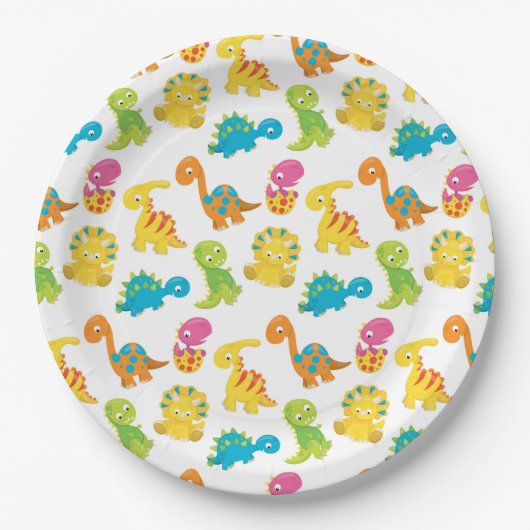Schattige Dinosaur Papieren Bordje (Voorkant)