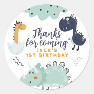 Schattige Dinosaur Verjaardag Bedankt Kinderen  Ronde Sticker