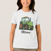 Schattige Dinosaurië Traktor Kinderen Tri-Blend Shirt (Voorkant)