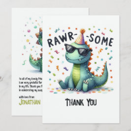 Schattige Dinosaurier “Rawr-some” Kinderverjaardag Bedankkaart