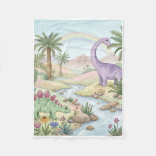 Schattige dinosauriërs in tropisch rivierlandschap fleece deken