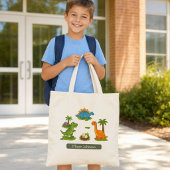 Schattige Dinosauriërs Kinderen Naam School Tote Bag