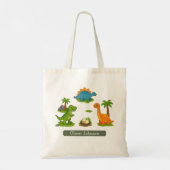 Schattige Dinosauriërs Kinderen Naam School Tote Bag (Achterkant)