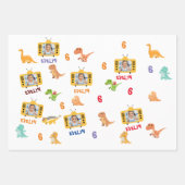 Schattige dinosauriërs met aangepaste foto, naam e inpakpapier vel (Voorkant)