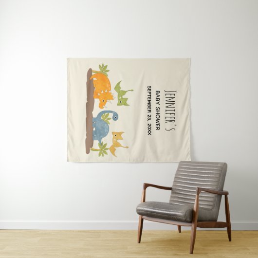 Schattige dinosauriërs Prehistorische dieren Baby  Wandkleed (In Situ (horizontaal))