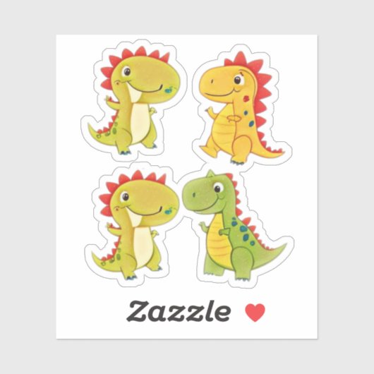 Schattige dinosauriërs sticker (Vel)