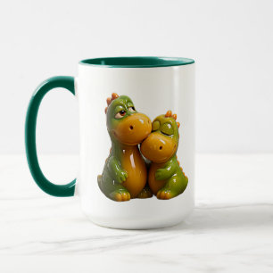 Schattige dinosauriërsvrienden knuffelen mok