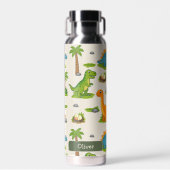 Schattige dinosaurius kindernaam school waterfles (Voorkant)