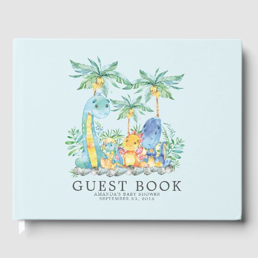 Schattige Dinosaurs Baby shower Gastenboek (Voorkant)
