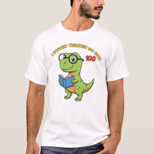 Schattige dinosaurus 100 dagen school t-shirt (Voorkant)
