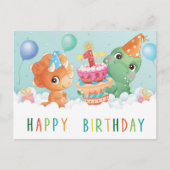 schattige dinosaurus 1 verjaardagskaart briefkaart (Voorkant)