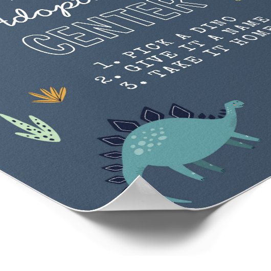 Schattige Dinosaurus Adoption Sign Poster (Hoek)