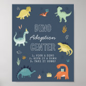 Schattige Dinosaurus Adoption Sign Poster (Voorkant)