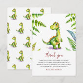 Schattige dinosaurus Baby shower Bedankkaart (Voorkant / Achterkant)