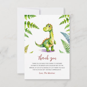 Schattige dinosaurus Baby shower Bedankkaart