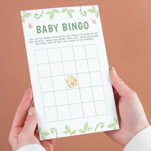 Schattige Dinosaurus Baby shower Groen Bingogame Flyer