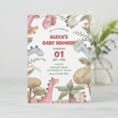 Schattige dinosaurus baby shower kaart (Staand voorkant)