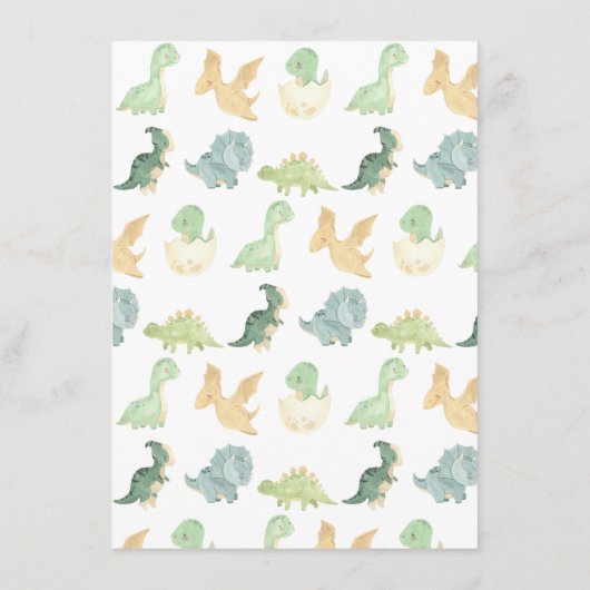 Schattige Dinosaurus Baby shower spel Baby Bingo Informatiekaartje (Achterkant)