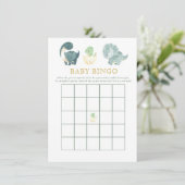 Schattige Dinosaurus Baby shower spel Baby Bingo Informatiekaartje (Staand voorkant)