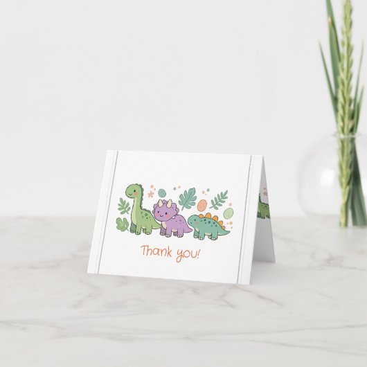 schattige dinosaurus babyshower bedankt  (Voorkant)