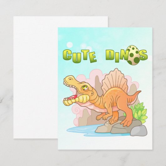 schattige dinosaurus bedankkaart (Voorkant / Achterkant)