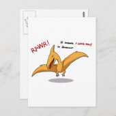 schattige dinosaurus betekent dat ik van je hou briefkaart (Voorkant / Achterkant)