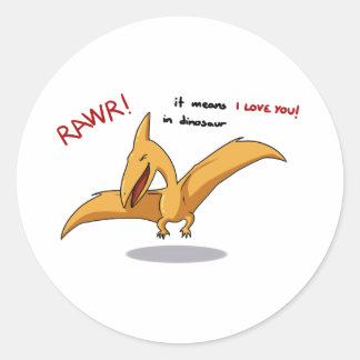 schattige dinosaurus betekent dat ik van je hou ronde sticker