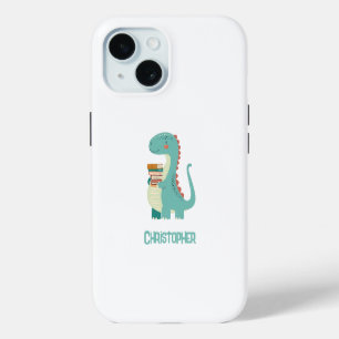 Schattige dinosaurus boek minnaar met Kinder naam iPhone 15 Case