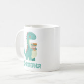 Schattige dinosaurus boek minnaar met Kinder naam Koffiemok (Voorkant links)