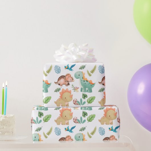 Schattige dinosaurus cadeaupapier (Feestgeschenken)