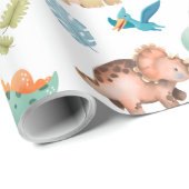Schattige dinosaurus cadeaupapier (Rol Hoek)
