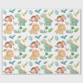 Schattige dinosaurus cadeaupapier (Vlak)